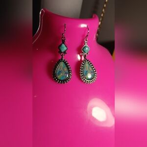 Pretty green and blue earrings NWOT